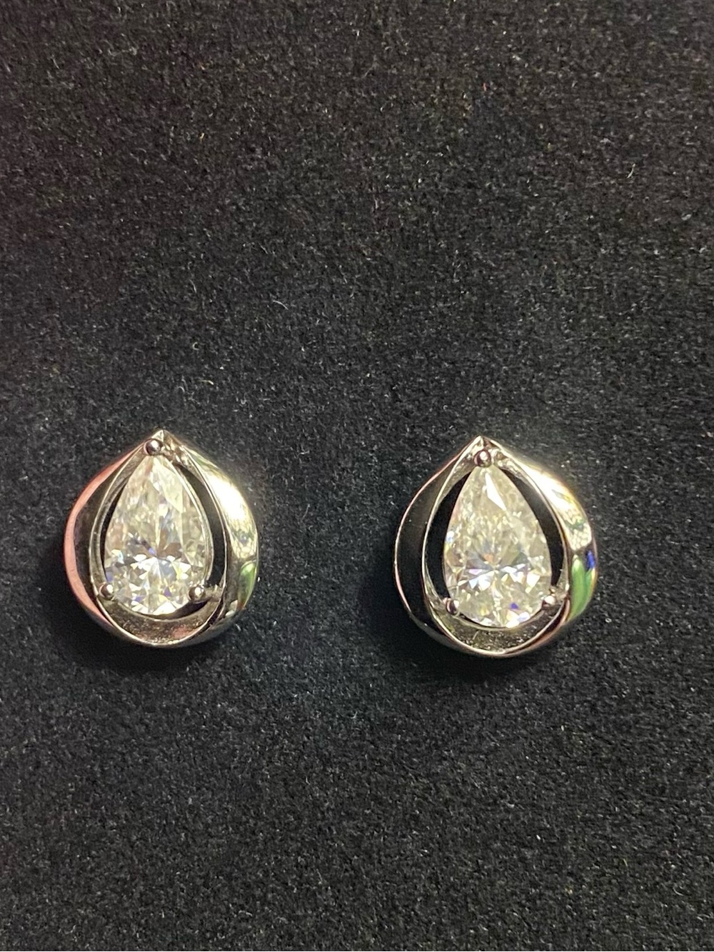 Moissanite and White Gold Plated Stud Earrings